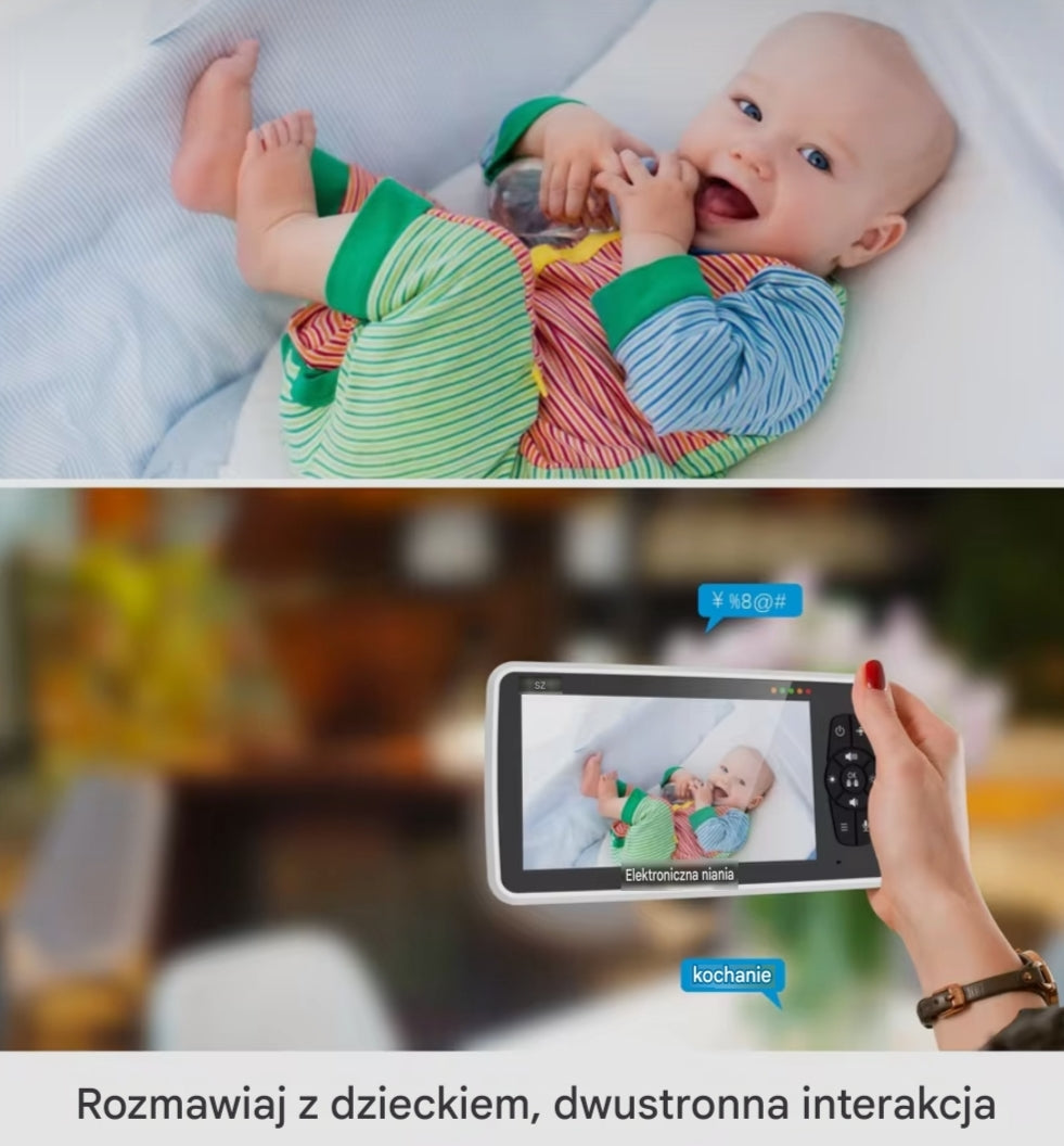 Inteligentna Elektroniczna Niania HD 5" z Kamerą i Temperaturą