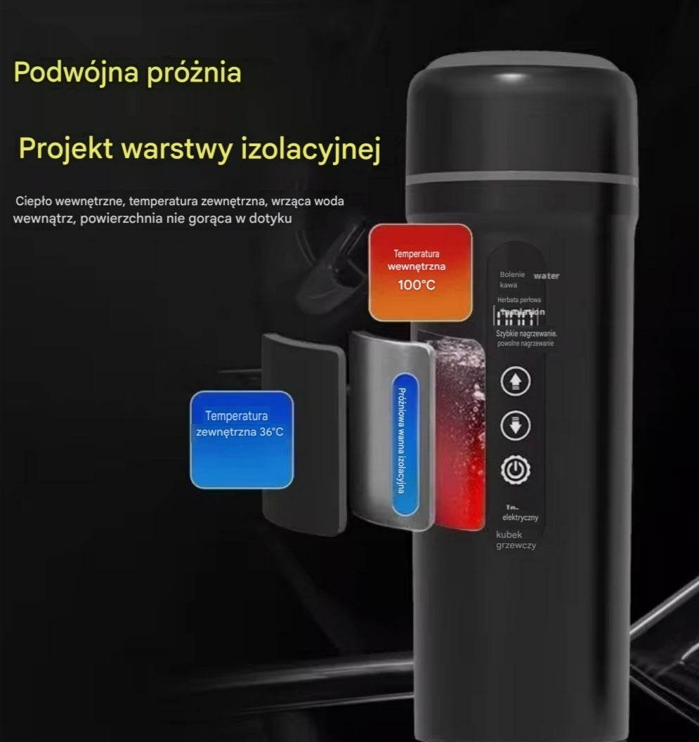 Inteligentny Kubek Grzewczy Samochodowy 12V/24V Czajnik HD