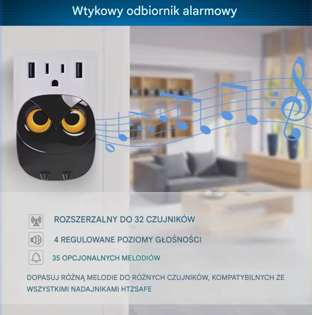 Bezprzewodowy Alarm Podjazdu i Domu Inteligentna Sowa z Czujnikiem Ruchu PIR