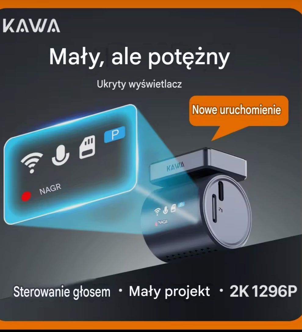 Mini Wideorejestrator Samochodowy KAWA Mini 3 Pro 2K | Sterowanie Głosowe & Tryb Parkingowy 24/7