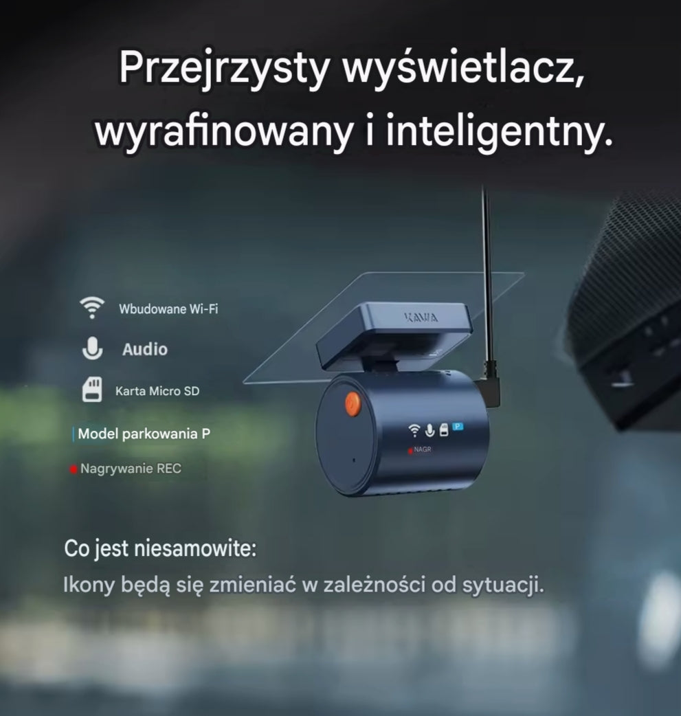 Mini Wideorejestrator Samochodowy KAWA Mini 3 Pro 2K | Sterowanie Głosowe & Tryb Parkingowy 24/7