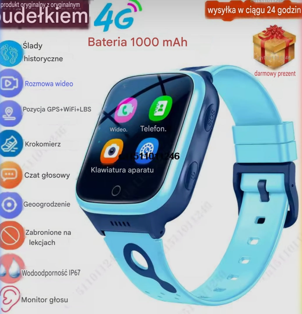 Wodoodporny Smartwatch Dziecięcy 4G z Lokalizatorem GPS, WiFi i SOS | NurtureWatch