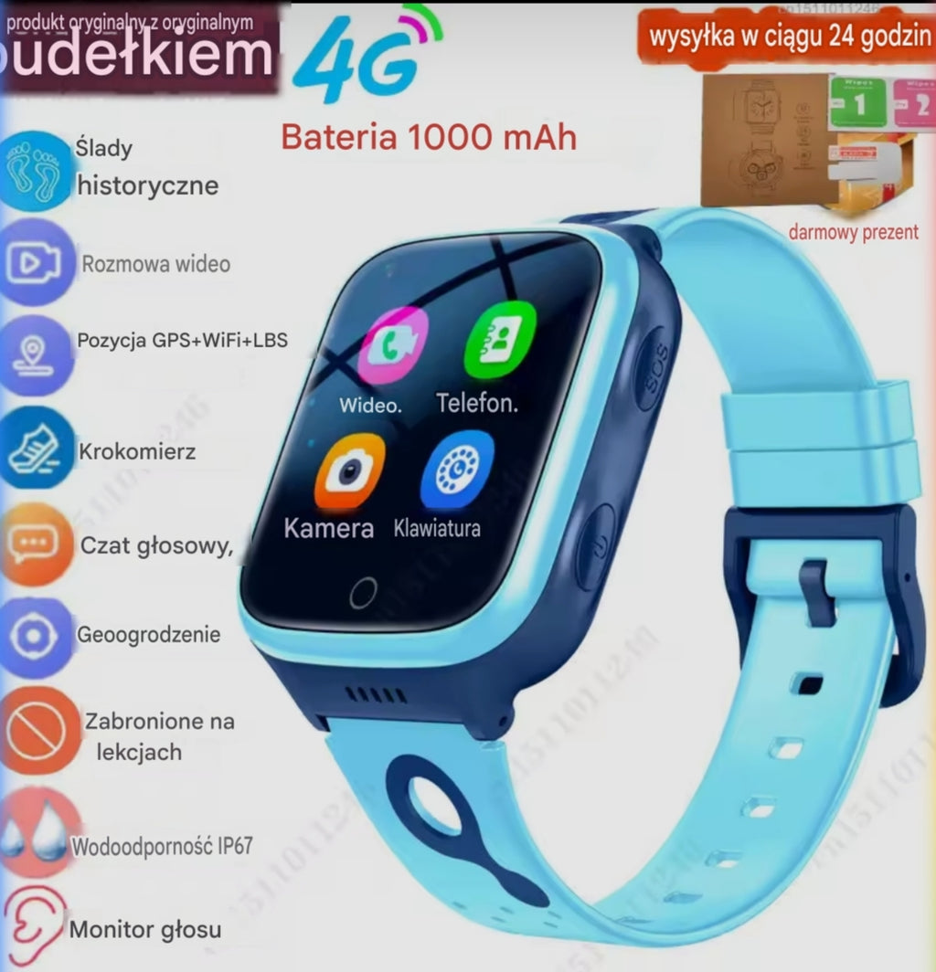 Wodoodporny Smartwatch Dziecięcy 4G z Lokalizatorem GPS, WiFi i SOS | NurtureWatch