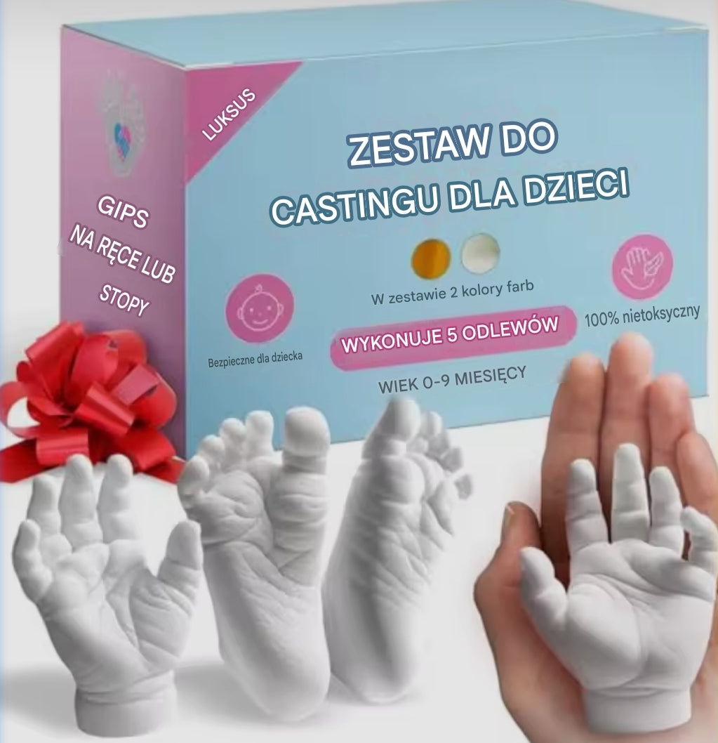 Zestaw Pamiątkowy 3D do Odlewania Odcisków Stópek i Dłoni Niemowląt | Pamiątka DIY