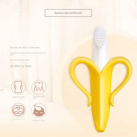 Silikonowy Gryzak Treningowy Szczoteczka 2w1 – Banan 🍌
